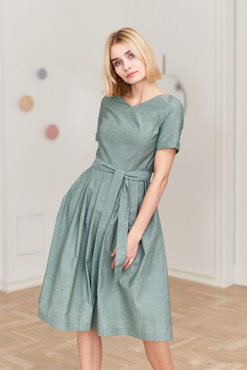 Sukienka Elina zielona oxford