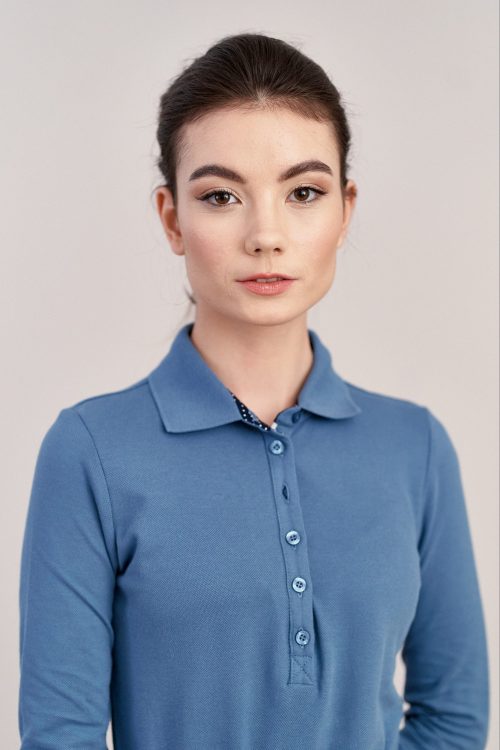 Sukienka Polo stalowoniebieska – z gumką