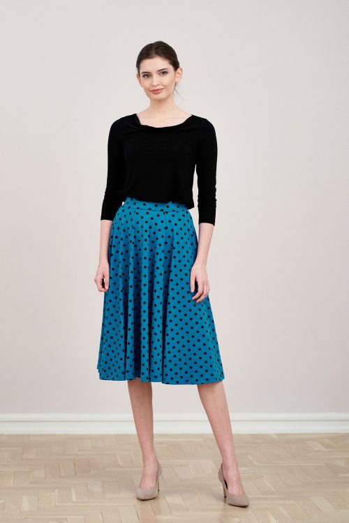 Spódnica Farin ciemnoniebieska w kropki