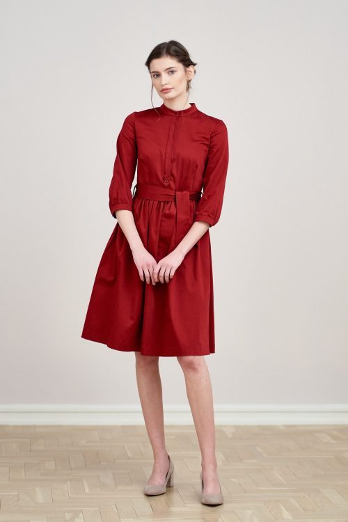 Sukienka Aglaia bawełna z elastanem bordo