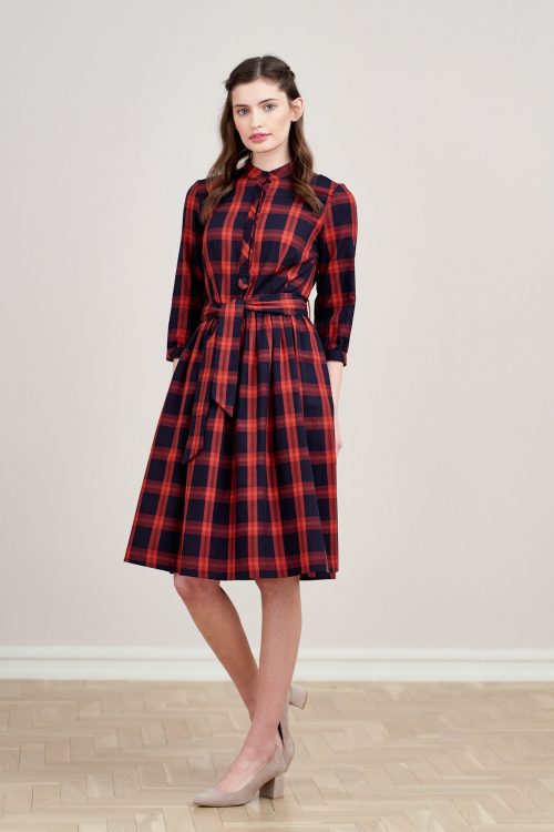 Sukienka Aglaia flanela czerwono-granatowa