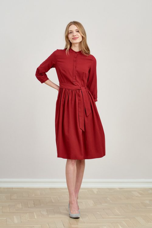 Sukienka Aglaia bordo z wiskozą