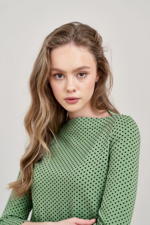 Bluza Hermina zieleń wiosenna w kropeczki