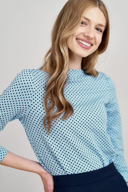 Bluza Hermina błękitna w kropeczki