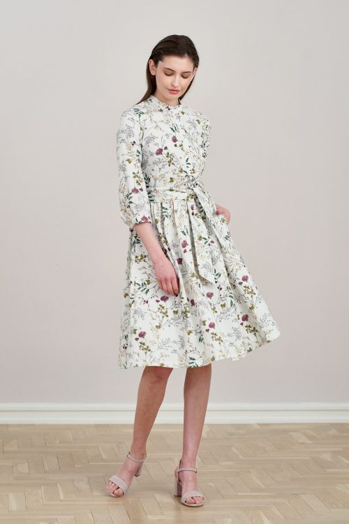 Sukienka Aglaia Ficiforma kremowa