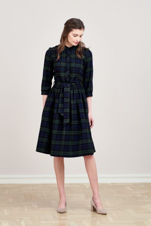 Sukienka Aglaia flanela zielono-granatowa