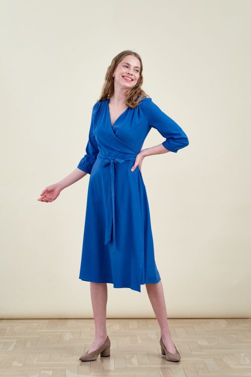 Sukienka Duilin wiskoza z bawełną niebieski
