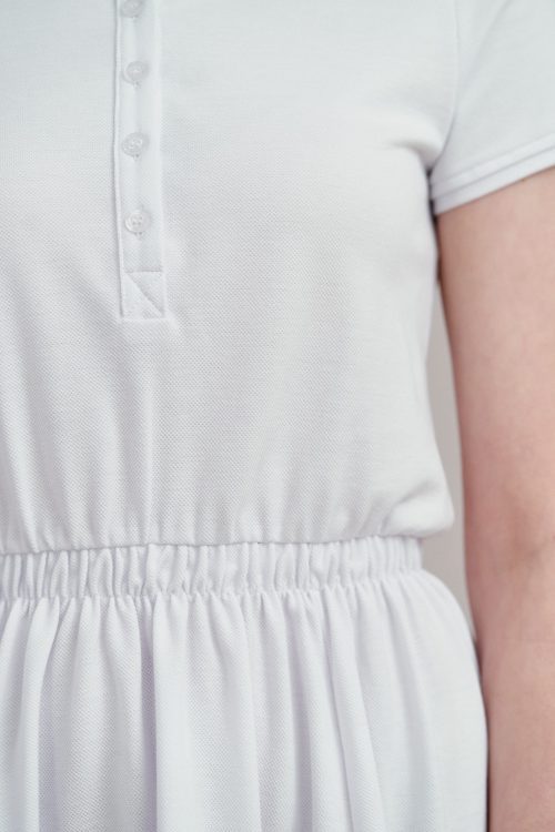 Sukienka Polo z gumką biała krótki rękaw