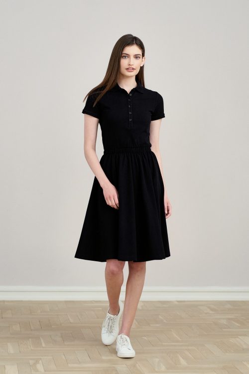 Sukienka Polo z gumką czarna krótki rękaw