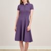 Sukienka Polo trapezowa fioletowa krótki rękaw