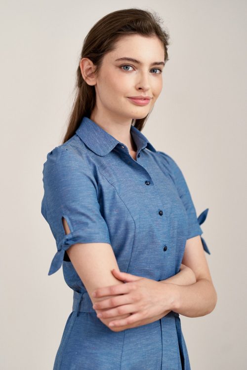 Sukienka Ariana bawełna niebieska melanż