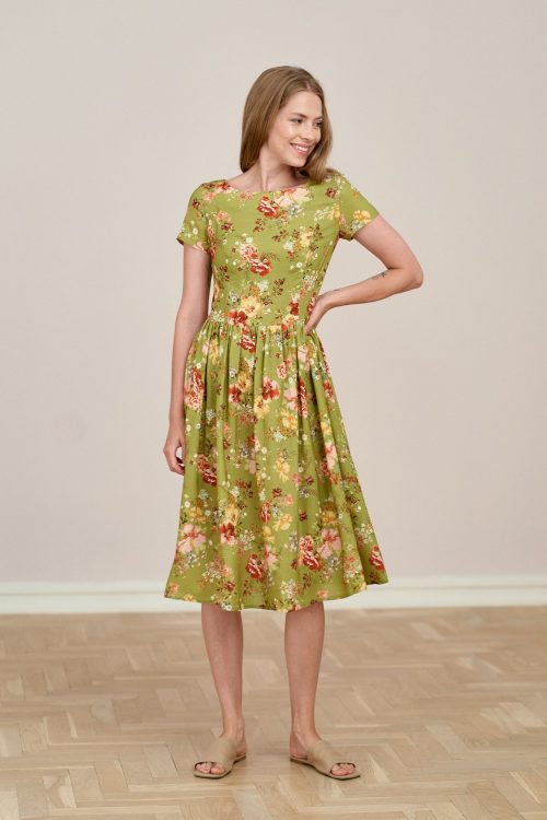 Sukienka Melania bouquet zielona