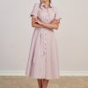 Sukienka Ariana oxford biało-różowy prążek