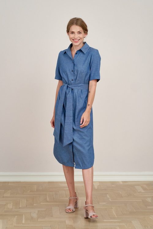 Sukienka Eliza bawełna niebieska melanż