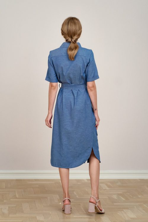 Sukienka Eliza bawełna niebieska melanż