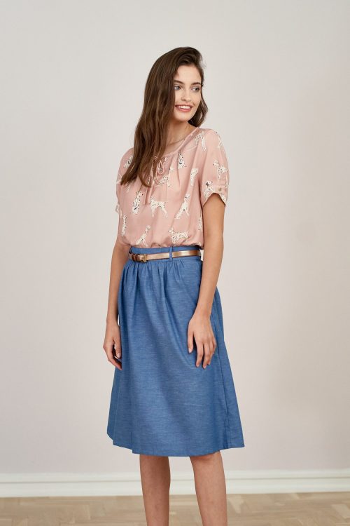 Spódnica Helle bawełna niebieska melanż