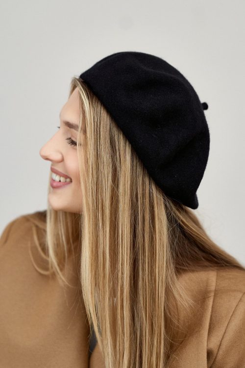Beret wełniany czarny