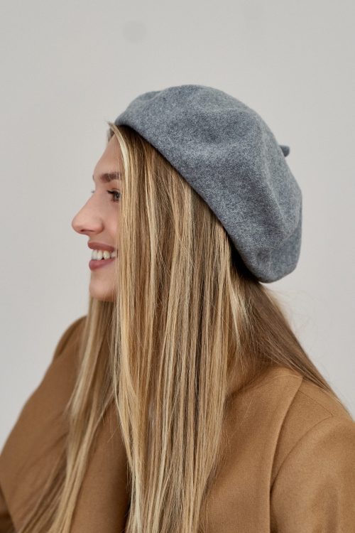 Beret wełniany ciemnoszary