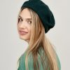 Beret wełniany ciemnozielony