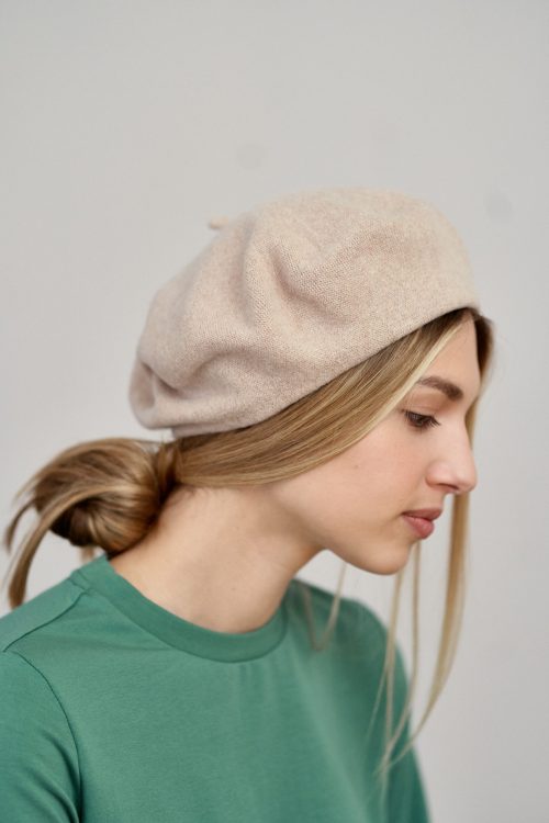 Beret wełniany beżowy