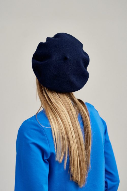 Beret wełniany granatowy