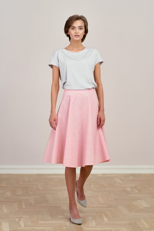 Spódnica Carissa bawełna z lnem różowa
