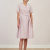 Sukienka Alodia oxford biało-różowy prążek