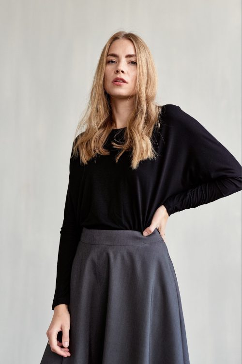 Bluzka Kordelia czarna długi rękaw
