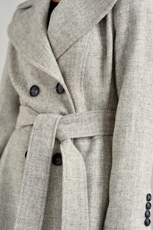 Płaszcz Achillea jasnoszary melanż - wełna Harris Tweed®