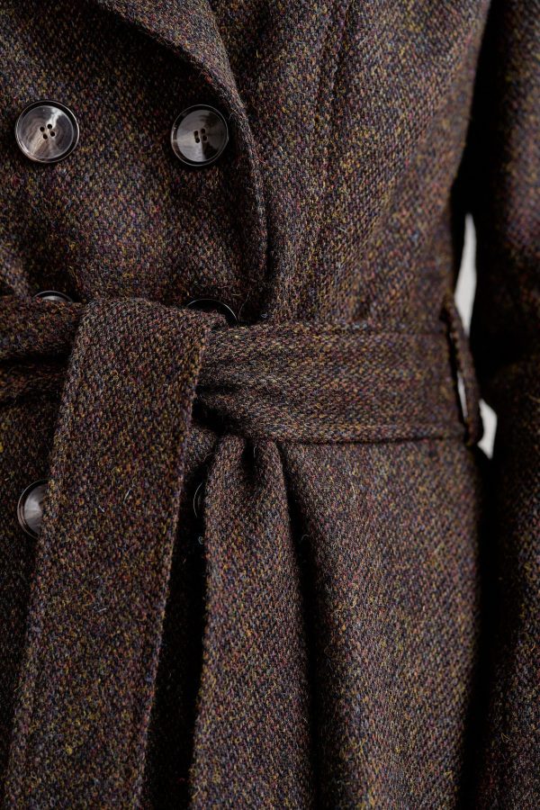 Płaszcz Achillea zielonobrązowy barleycorn - wełna Harris Tweed®