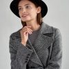 Płaszcz Achillea czarno-szara jodełka - wełna Harris Tweed®