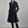 Płaszcz Achillea granatowy w czerwono-żółtą kratę - wełna Harris Tweed®