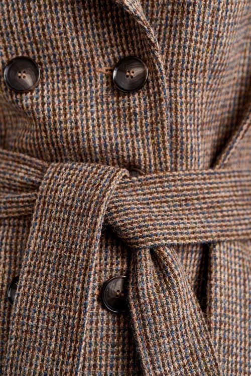 Płaszcz Achillea kolorowy melanż na beżu - wełna Harris Tweed®