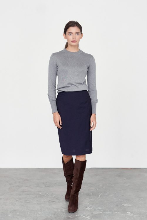 Spódnica Leto wełniana klasyczny granat