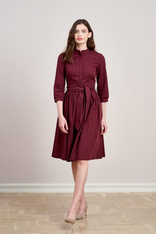 Sukienka Aglaia bawełna bordowa
