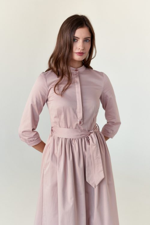 Sukienka Aglaia bawełna z elastanem pudrowy róż