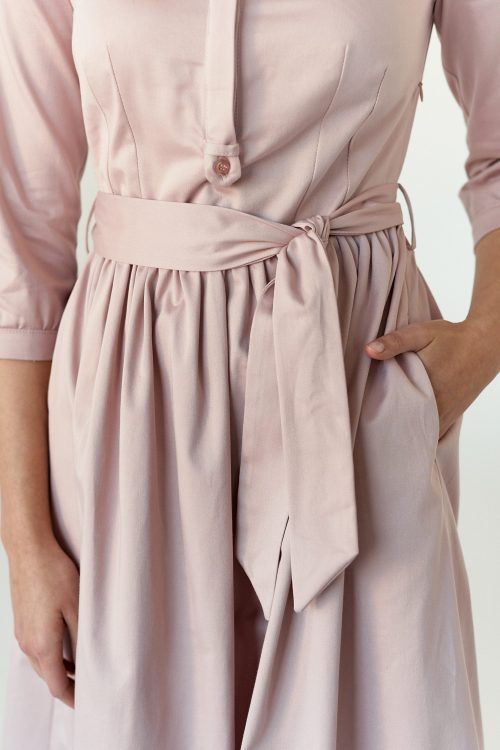 Sukienka Aglaia bawełna z elastanem pudrowy róż