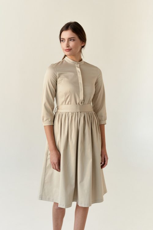 Sukienka Aglaia bawełna z elastanem beżowa