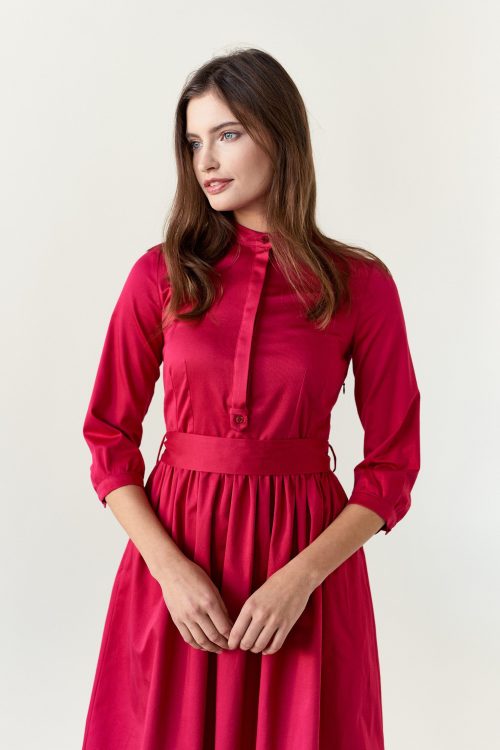 Sukienka Aglaia bawełna z elastanem czerwień perska