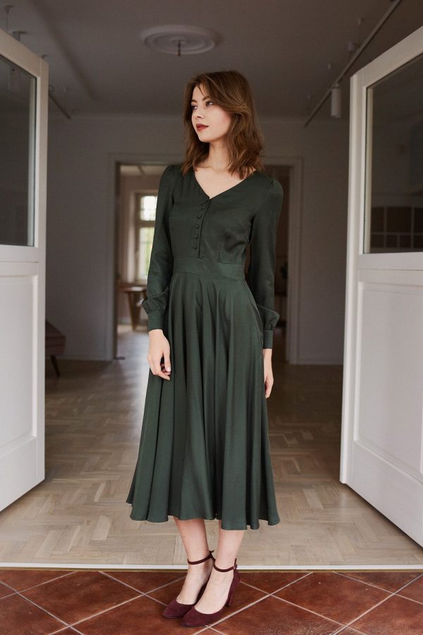 Sukienka Aura khaki wiskoza z rayonem
