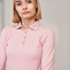 Bluzka Polo jasnoróżowa – rękaw 3/4