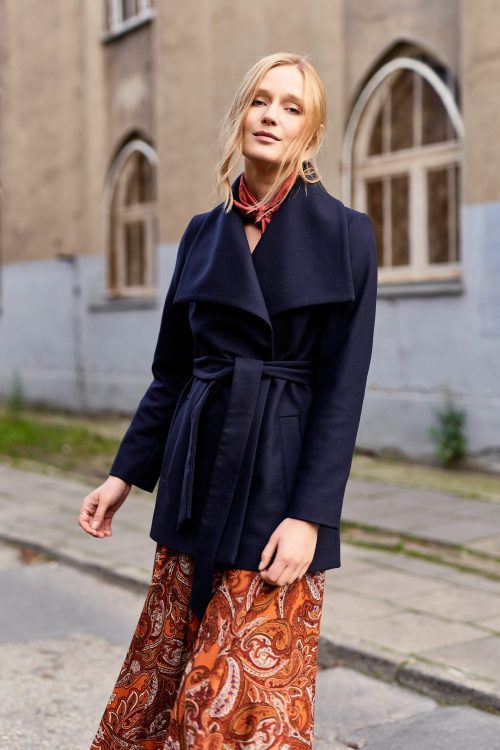 Płaszcz Adela granatowy – wełna Nova Fides