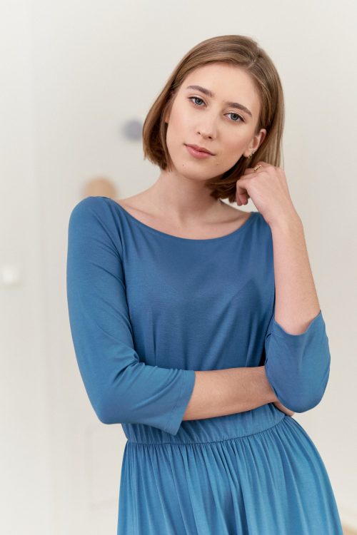 Sukienka Emelina szaroniebieska