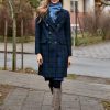 Płaszcz Debora granatowo-zielona krata – wełna Harris Tweed®