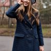 Płaszcz Debora granatowa pepita – wełna Harris Tweed®