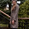 Płaszcz Debora brązowa drobna kratka – wełna Harris Tweed®