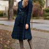 Płaszcz Achillea granatowo-zielona krata – wełna Harris Tweed®