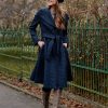 Płaszcz Achillea granatowa pepita – wełna Harris Tweed®