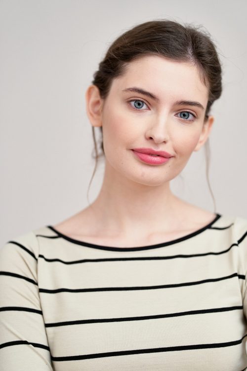 Bluzka Eunika w beżowo-czarne paski