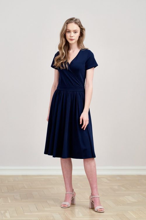 Sukienka Larissa granatowa krótki rękaw